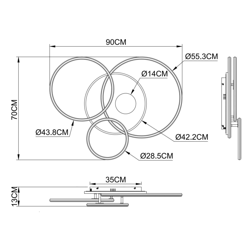 Globo - Dæmpbar LED-loftlampe LED/54W/230V 2700-6500K 90x70 cm sølv + fjernbetjening