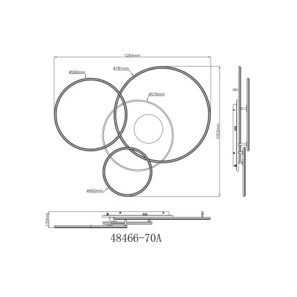 Globo - Dæmpbar LED-loftlampe LED/70W/230V 2700-6500K mat krom + fjernbetjening
