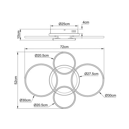 Globo - LED-loftlampe LED/40W/230V 4000K 72x52 cm sort