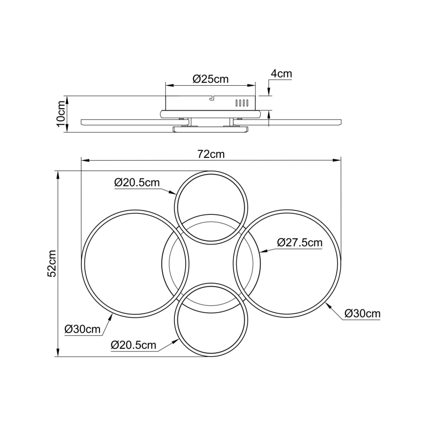 Globo - LED-loftlampe LED/40W/230V 4000K 72x52 cm sort