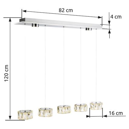 Globo - LED pendel LED/52W/230V 4000K skinnende krom/transparent