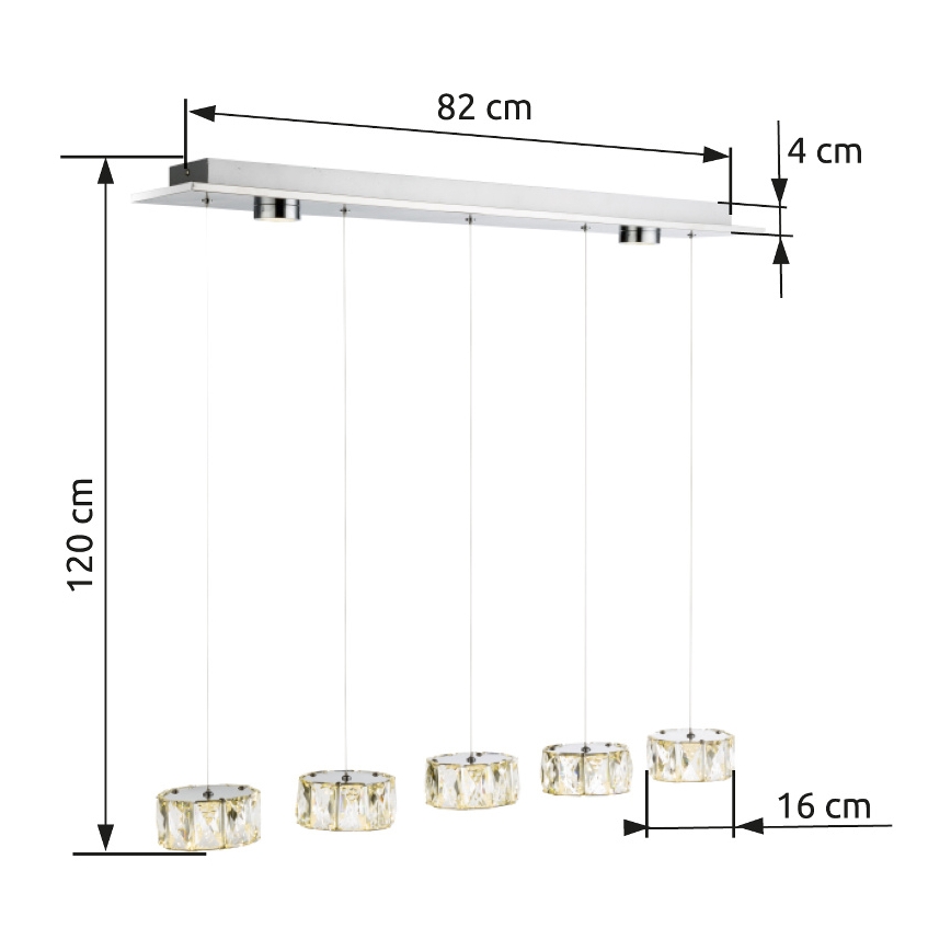 Globo - LED pendel LED/52W/230V 4000K skinnende krom/transparent