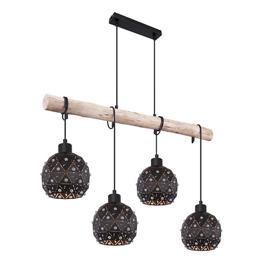 Globo 54029-4H - JODIE loftlampe på kabel 4xE27/40W/230V beige/sort
