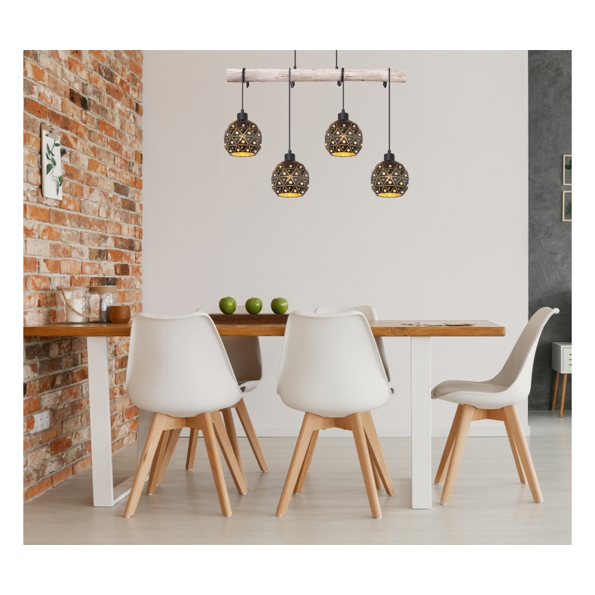 Globo 54029-4H - JODIE loftlampe på kabel 4xE27/40W/230V beige/sort