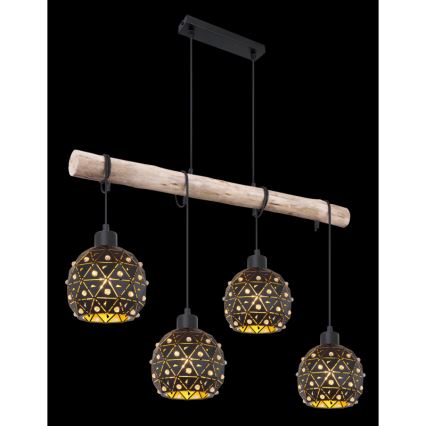 Globo 54029-4H - JODIE loftlampe på kabel 4xE27/40W/230V beige/sort