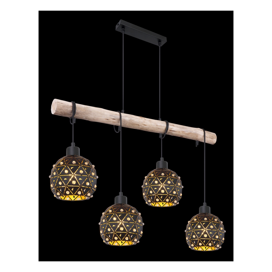 Globo 54029-4H - JODIE loftlampe på kabel 4xE27/40W/230V beige/sort