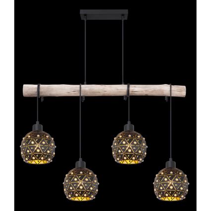Globo 54029-4H - JODIE loftlampe på kabel 4xE27/40W/230V beige/sort