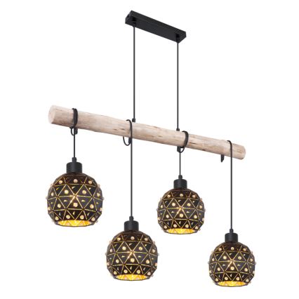 Globo 54029-4H - JODIE loftlampe på kabel 4xE27/40W/230V beige/sort