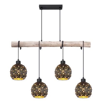 Globo 54029-4H - JODIE loftlampe på kabel 4xE27/40W/230V beige/sort