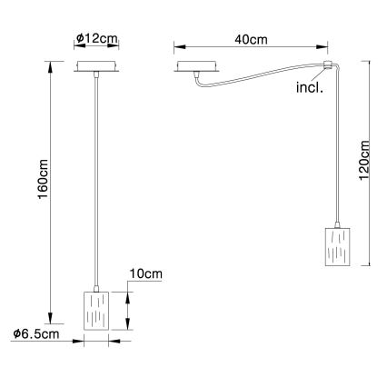 Globo - Lysekrone i snor 1xE27/60W/230V