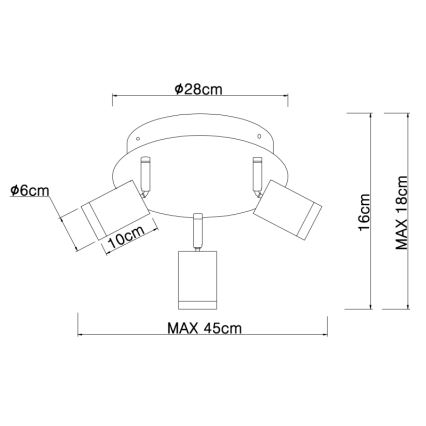 Globo - Spotlampe 3xE27/60W/230V sort træ