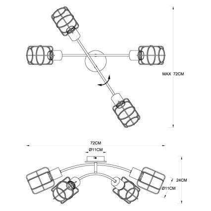 Globo - Overflademonteret lysekrone 4xE27/40W/230V