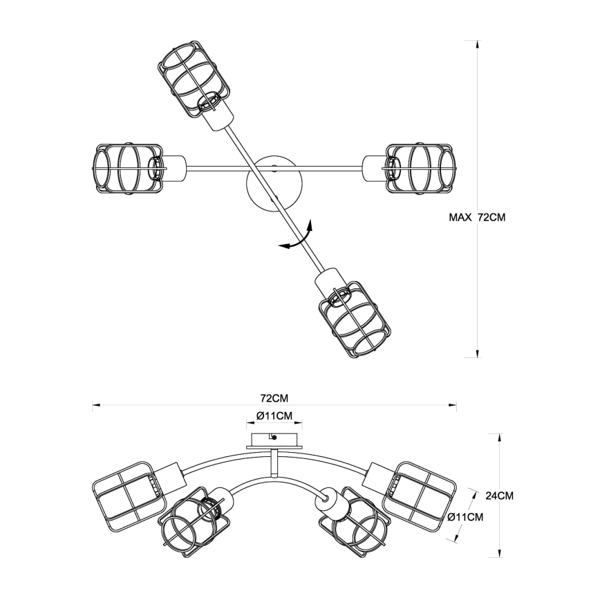 Globo - Overflademonteret lysekrone 4xE27/40W/230V