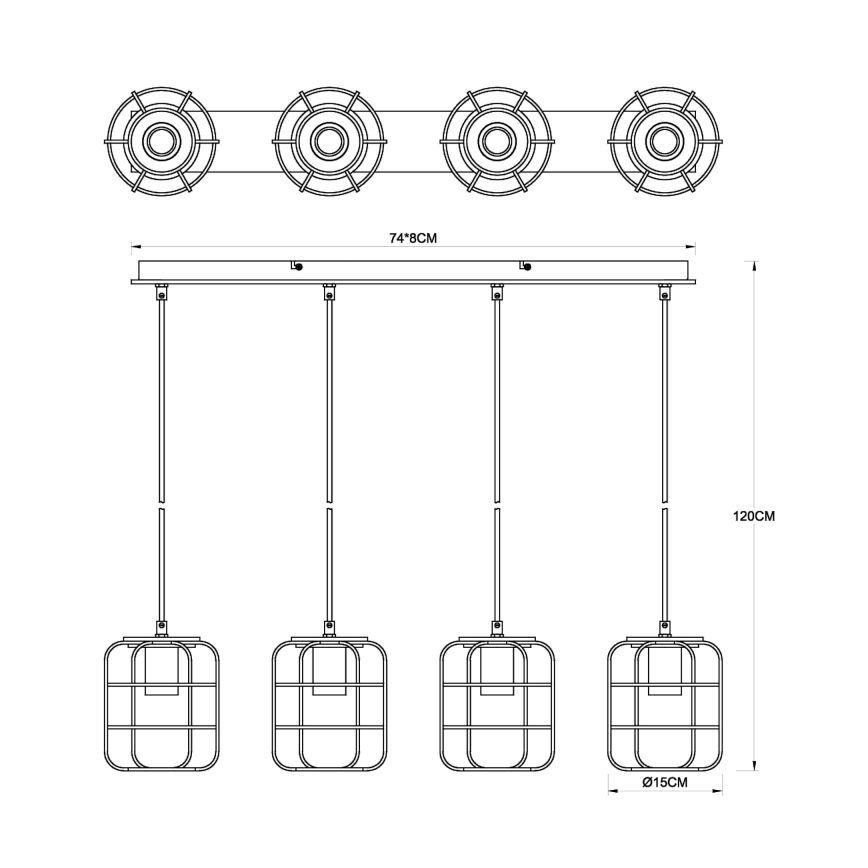 Globo - Pendel på kabel 4xE27/40W/230V