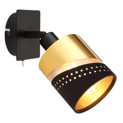 Globo - Vægspot 1xE14/25W/230V sort/guldfarvet