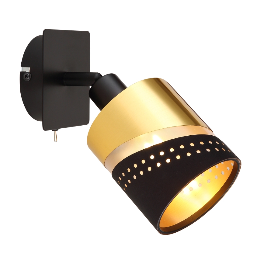 Globo - Vægspot 1xE14/25W/230V sort/guldfarvet