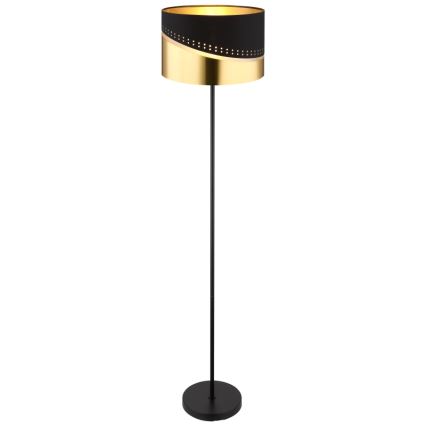 Globo - Gulvlampe 1xE27/60W/230V diameter 35 cm sort/guldfarvet