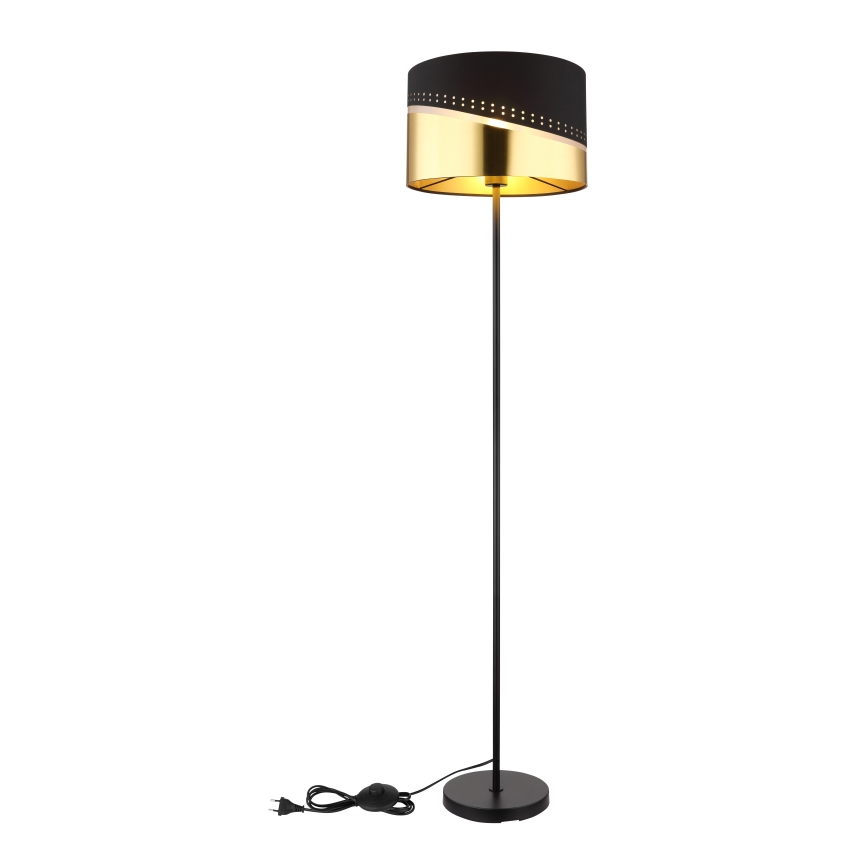 Globo - Gulvlampe 1xE27/60W/230V diameter 35 cm sort/guldfarvet