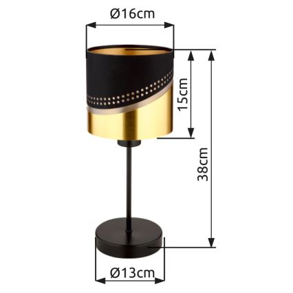 Globo - Bordlampe 1xE27/40W/230V diameter 16 cm sort/guldfarvet