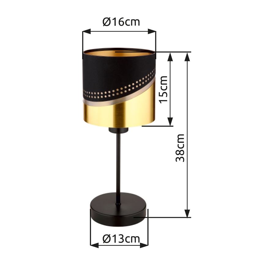 Globo - Bordlampe 1xE27/40W/230V diameter 16 cm sort/guldfarvet