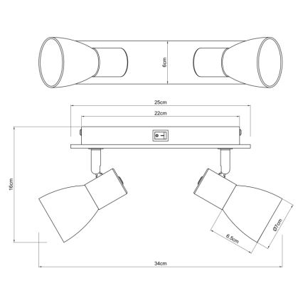 Globo - Vægspot 2xE14/40W/230V sort