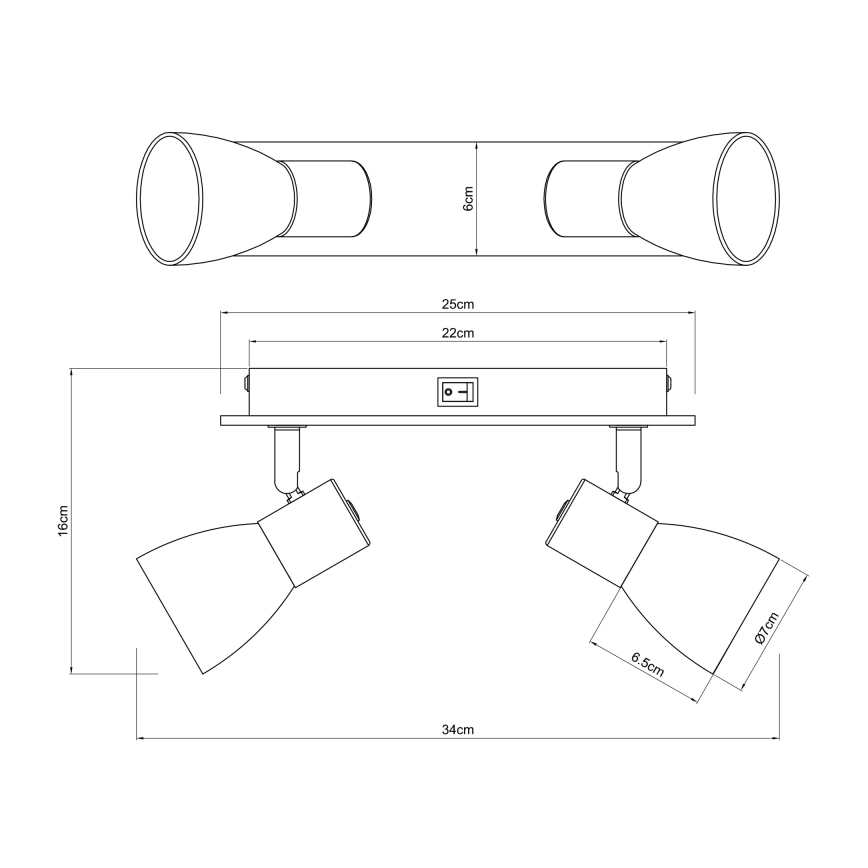 Globo - Vægspot 2xE14/40W/230V sort