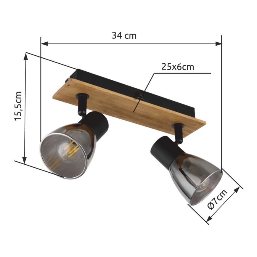 Globo - Vægspot 2xE14/40W/230V sort/træ