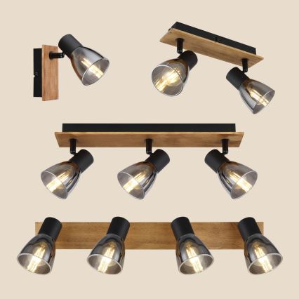 Globo - Vægspot 2xE14/40W/230V sort/træ