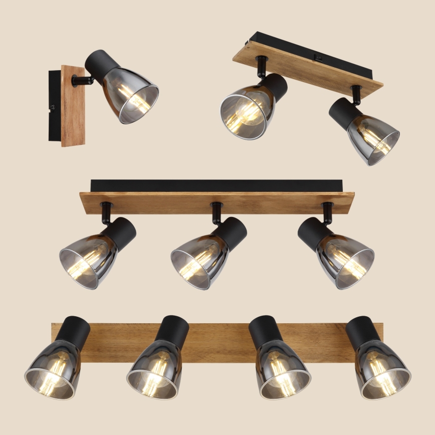 Globo - Vægspot 2xE14/40W/230V sort/træ