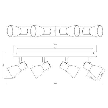 Globo - Spotlampe 4xE14/40W/230V sort/træ