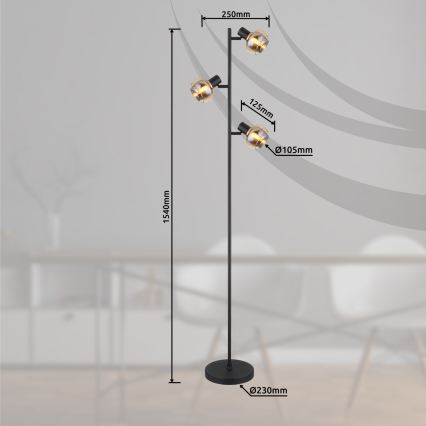 Globo - Gulvlampe 3xE14/40W/230V sort
