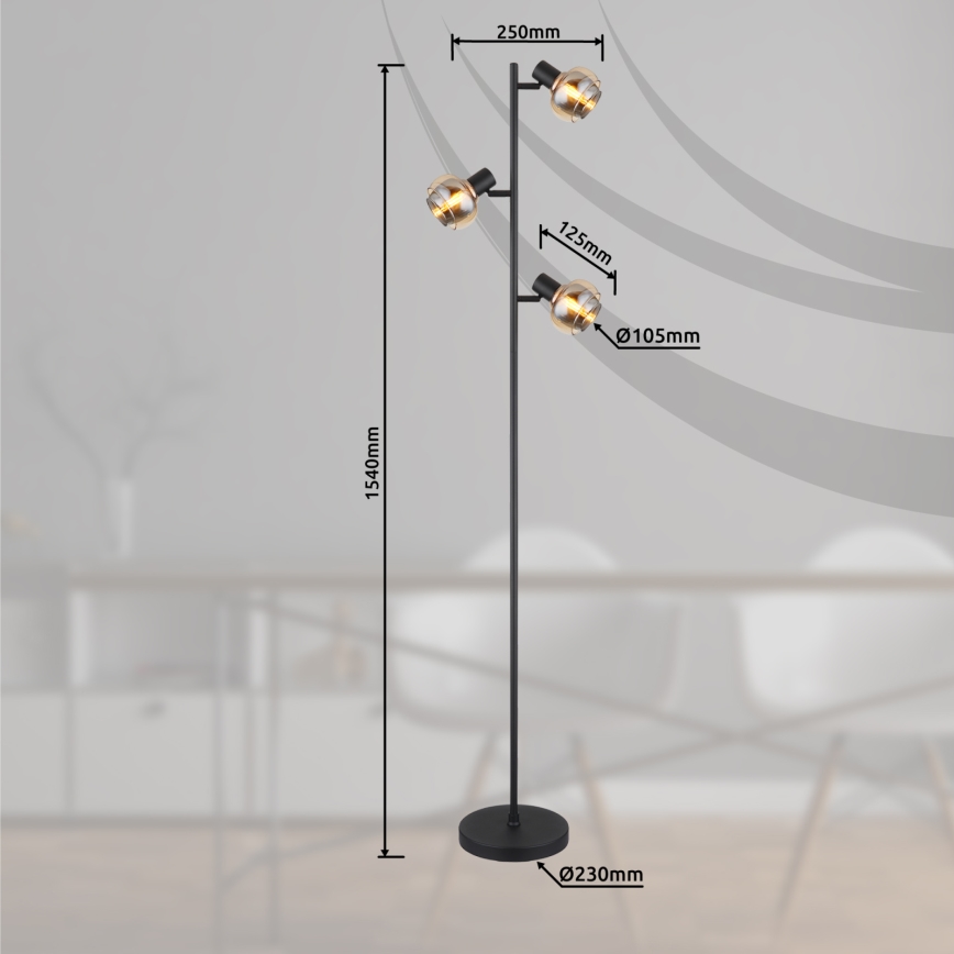 Globo - Gulvlampe 3xE14/40W/230V sort