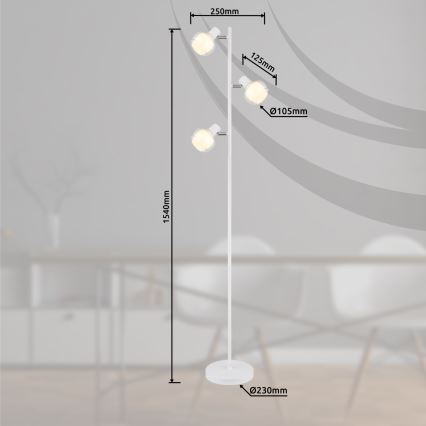 Globo - Gulvlampe 3xE14/40W/230V hvid