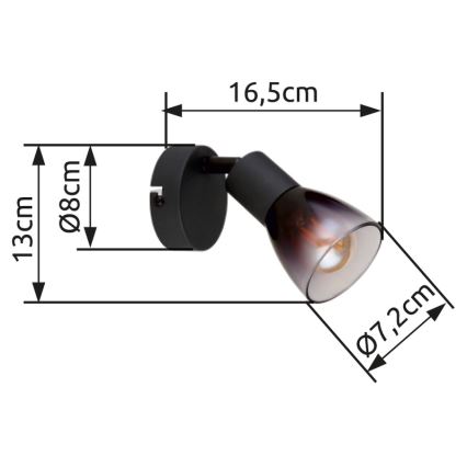Globo - Vægspot 1xE14/25W/230V sort