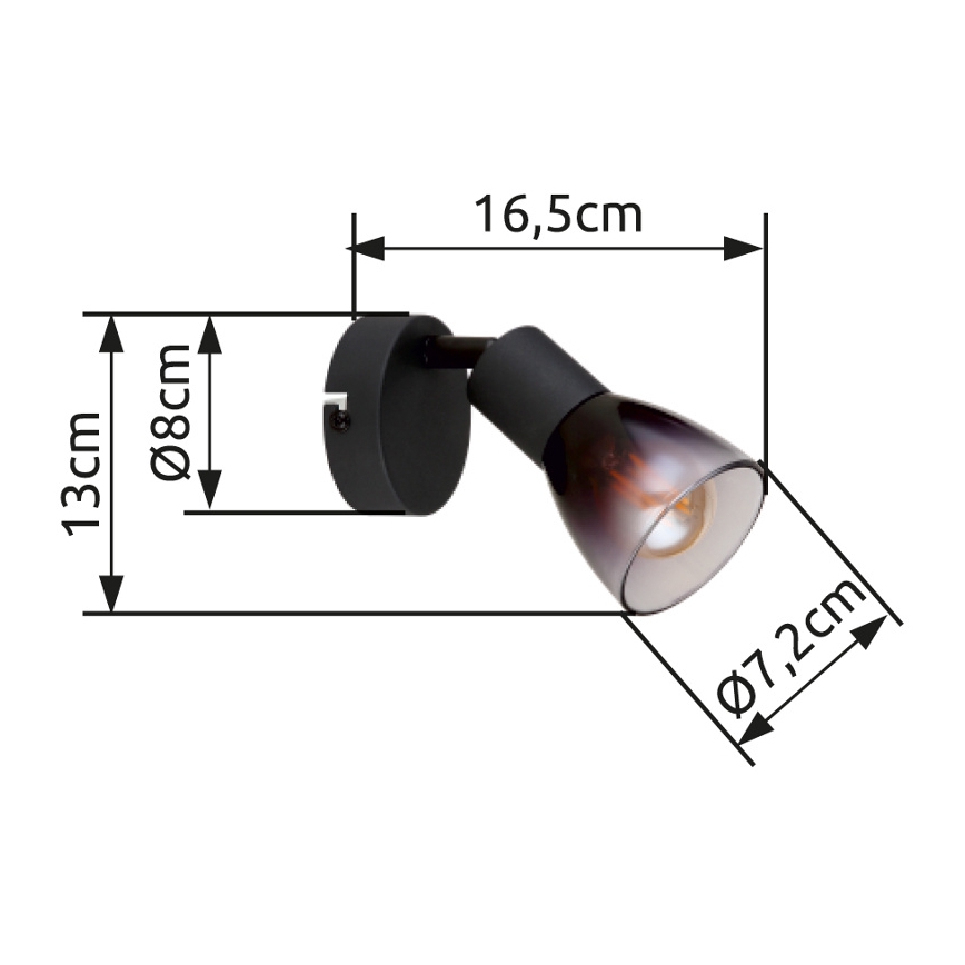 Globo - Vægspot 1xE14/25W/230V sort