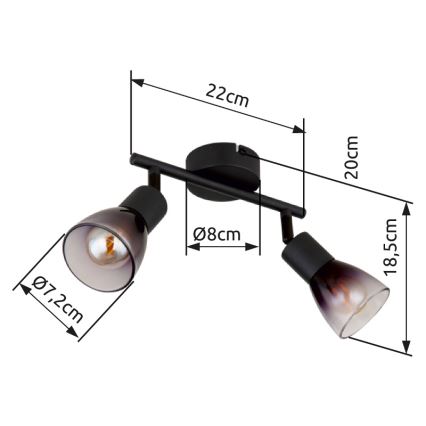 Globo - Spotlampe 2xE14/25W/230V sort