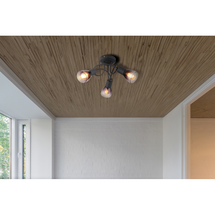 Globo - Loftlampe 3xE14/25W/230V sort