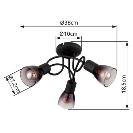 Globo - Loftlampe 3xE14/25W/230V sort