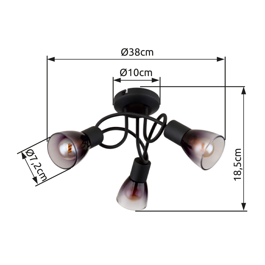 Globo - Loftlampe 3xE14/25W/230V sort