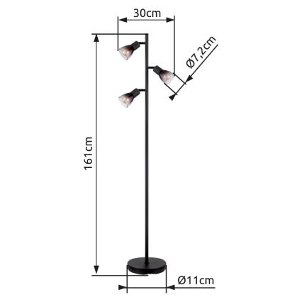 Globo - Gulvlampe 3xE14/25W/230V sort