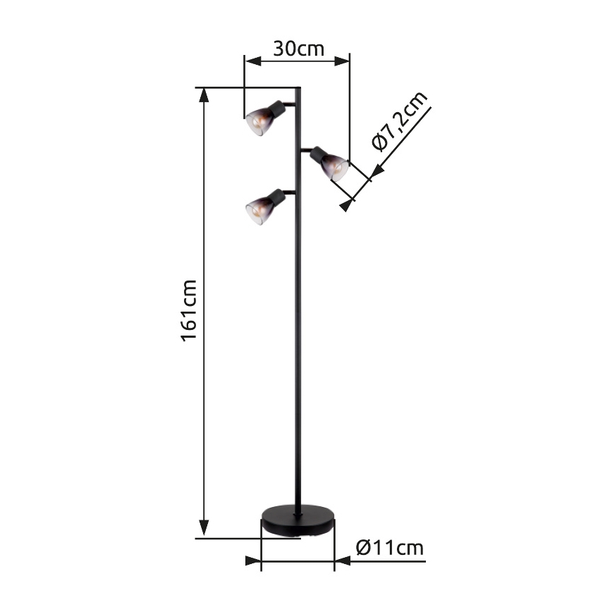Globo - Gulvlampe 3xE14/25W/230V sort