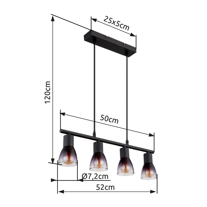 Globo - Pendel 4xE14/25W/230V sort