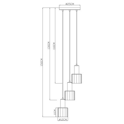 Globo - Pendel på kabel 3xE27/40W/230V