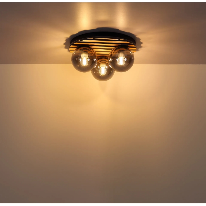 Globo - Loftlampe 3xE27/40W/230V Ø 39 cm brun/røgfarvet