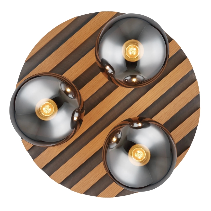 Globo - Loftlampe 3xE27/40W/230V Ø 39 cm brun/røgfarvet