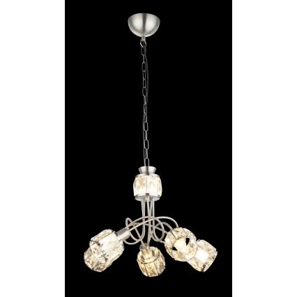 Globo - LED lysekrone på kæde 5xE14/40W/230V + LED/5W