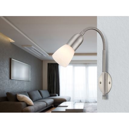 Globo - Fleksibel bordlampe 1xE14/40W/230V mat krom