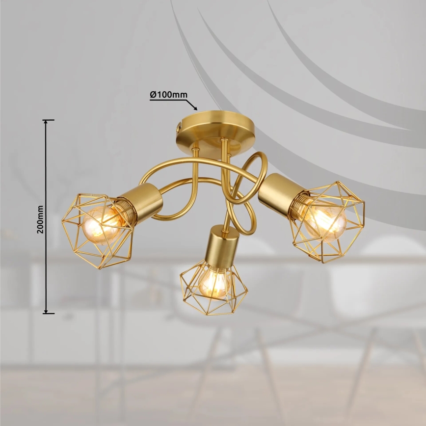 Globo - Loftlampe 3xE14/40W/230V guldfarvet
