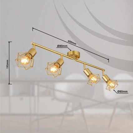 Globo - Spotlampe 4xE14/40W/230V guldfarvet