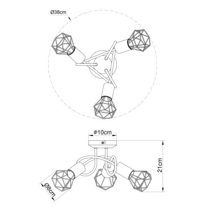 Globo - Fastmonteret lysekrone 3xE14/40W/230V